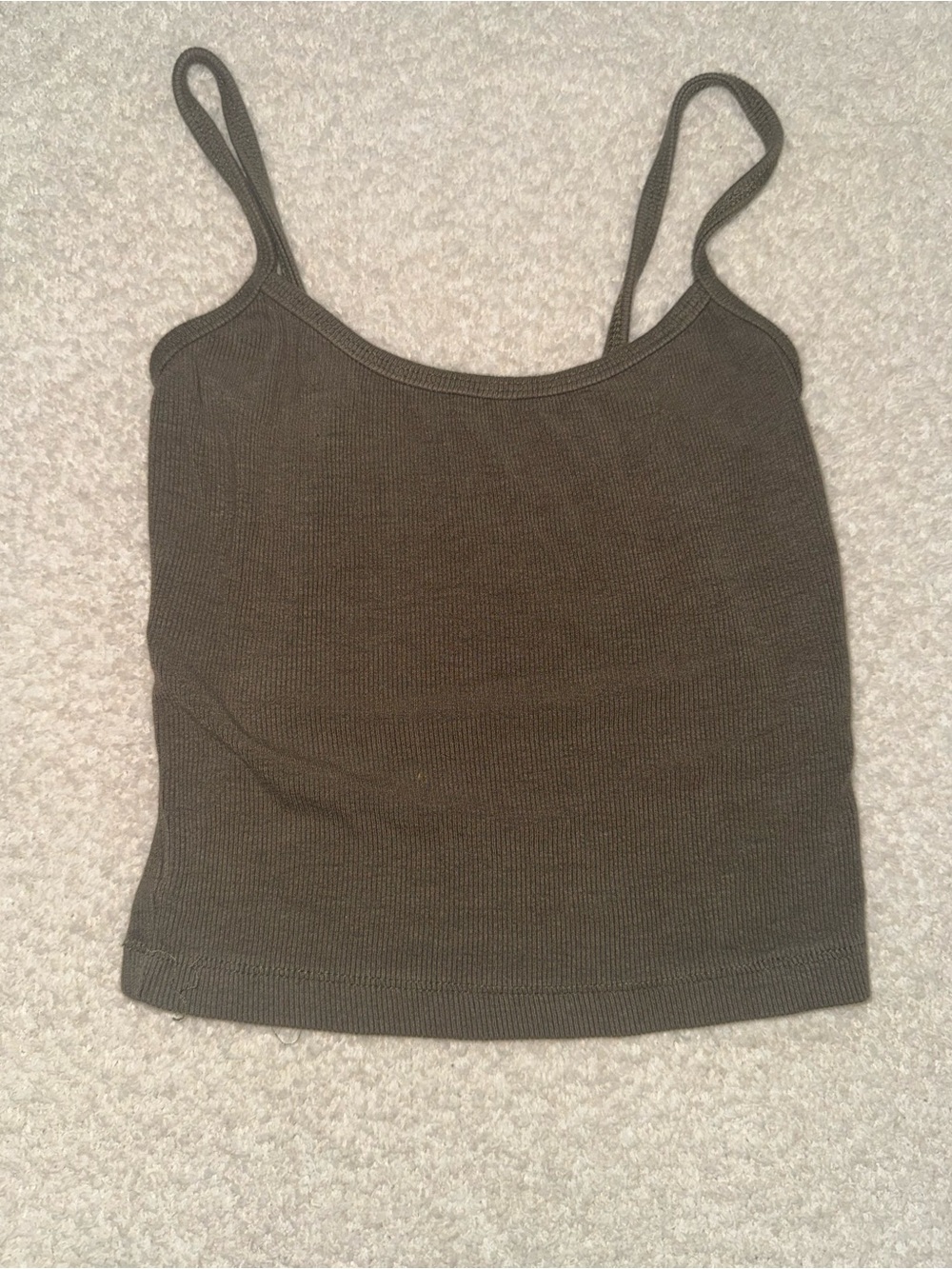 SHEIN Olive Green Ribbed Spaghetti Strap Cami